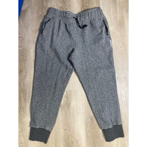 Reebok Men's Jogger Sweatpants XL Gray Black Drawstring Cuffed Ankles - Picture 11 of 12